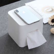 정사각 파스텔 두루마리 휴지케이스, 화이트