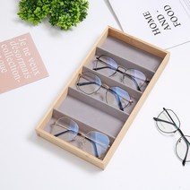 액세서리 수납장 1373# 체크 대나무 안경 전시 선글라스 수납함 다소미얼 Z, 6칸 대나무 안경 쟁반 회색, 1개