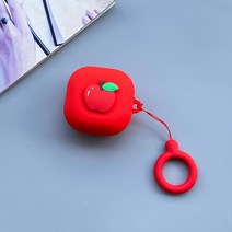 AOHAO 갤럭시 버즈라이브 / 버즈2/버즈프로 빨간색 캐릭터 실리콘 케이스, 사과, Galaxy Buds2/live/pro