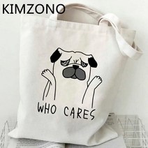 쇼핑백 퍼그 쇼핑 가방 bolsas de tela bolsa 재사용 가능한 캔버스 식료품 bolso 토트 백 cabas shoping ecobag, 21.54381