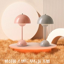 [민이마켓] 침실스탠드조명 화장대 독서 침실 거실 머쉬룸 스탠드 독서등 무드등 조명 루나틱, 라이트그레이