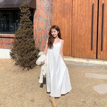 레이스 핀턱 나시 뷔스티에 롱 원피스 ops