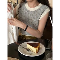 원파 블루팝스 2022 봄여름 민소매 라운드 넥타이 니트
