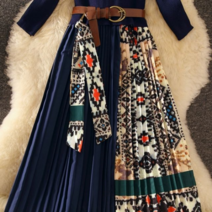 오너클랜 G125881_(벨트세트) 에스닉주름 니트원피스