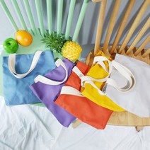 달자샵 1+1 레인보우 컬러 무지 캔버스 에코백 심플 데일리 코디 미니 숄더백
