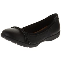 Clarks 여성용 Meadow Rae 발레 플랫 블랙 검정 가죽 클락스