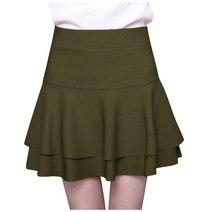 레이디스 하이 웨이스트 팬츠 스커트 솔리드 캐주얼 더블 레이어 베이스 탄성