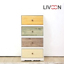 리브온(LIVOON) 원목 4단 서랍장, 색상:컬러형