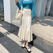 우아한 슬림 A 라인 힙 니트 블랙 머메이드 스커트 여성용 롱 시크 한국 의류 하이 웨이스트 프릴 Fald