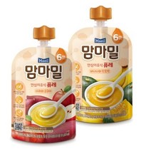 [z.look] 맘마밀 안심이유식 6개월 혼합구성, 40팩, 사과와 고구마 퓨레+바나나와 단호박 퓨레