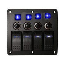 레드 블루 그린 4/6 갱 LED 로커 스위치 패널 자동차 토글 DC 12V 보트 해양 RV 캠핑 트레일러, 02 Blue 4 Gang
