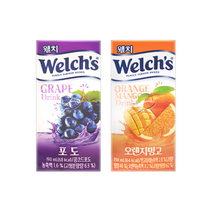 웰치스 드링크 190ml 포도 10팩+오렌지망고 10팩 총20팩, 단품, 단품