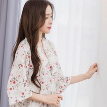 국산 알콩단잠 여성 샤워가운 미니로즈 홈까운 샤워 슬립로브 (화이, KR1455미니로즈로브GW_화이트
