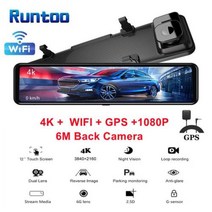 블랙박스 룸미러 12 quot자동차 DVR 4K 38402160P 대시 캠 IMX415 후면보기 미러 GPS 카메라 1080P 자동차 비디오 레코더 주차 monitor, L16G+아무도