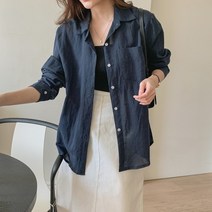 여자 데일리 모던 루즈핏 컬러 긴팔 시원한 린넨 셔츠