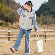 여성야구점퍼 중 유니폼 자켓 봄 여 큰 세 봄 가을 탑