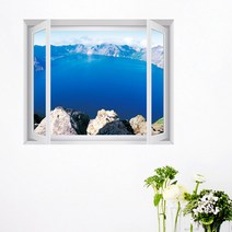 꾸밈데코_창문모양시트지_백두산천지(중형)(iw524)_포인트시트지창문모양시트지벽장식시트그림창문액자, F타입브라운우드
