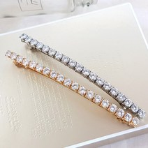 바이진주리본 일자 큐빅 헤어핀