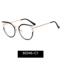 캐츠아이 안경테 블루 금테 화려한 프레임