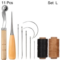 가죽 바느질 키트 핸드 스티칭 바늘 왁스 스레드 후크 콘 원사 가위 골무 DIY 의류 신발 가방 수리 도구, [01] Set-L