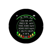이산화탄소경보기 공기측정 co2감지7In 1 대기질 측정기 PM2.5 CO2 TVOC HCHO AQI 온도 이산화탄소 검출기, 02 Wifi 7in1 Black, 02 Wifi 7in1 Black