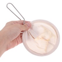 커피필터 재사용 가능한 커피 필터 백 스테인레스 스틸 핸들 플란넬 천 스트레이너 드롭 포트 메쉬 커피 도구 차 필터, 2. White