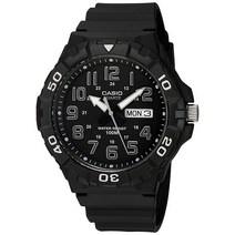 Casio 남성용 다이버 스타일 아날로그 쿼츠 블랙 시계 MRW-210H-1AVCF