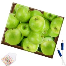 SHEXIU 3D 원형 보석십자수 캔버스액자 DIY 키트 50 x 40 cm, SX049  액자 위의 풋사과x1세트