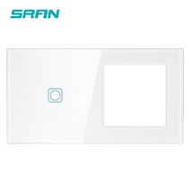 sran f6 시리즈 화이트 크리스탈 강화 유리 패널 조명 스위치 eu 프랑스 벽 소켓 usb tv rj45 rj11 센서 스위치 모듈 diy, 153mm 2, 협력사, 110-250v