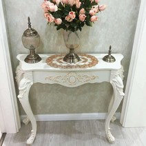 북유럽 복고풍 엔틱 벽난로 현관 테이블 선반 콘솔, 90cm, 아이보리(골드)