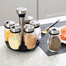 비투리빙 키친홈 회전트레이 양념통 6p세트 밀폐 유리양념병