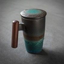 녹차 찻 도자기 나무 전통 잔 세라믹 머그 북유럽 컵 스트레이너 뚜껑 대형 럭셔리 우아한 사무실 차 안경 여행 휴대용 빈티지 차 컵 세트, a, a