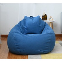 빈백 빈백소파 일인쇼파 소파 커버 큰 빈 가방 소파 의자 커버 없이 필러 린넨 천 안락, 파란색, 80x90cm