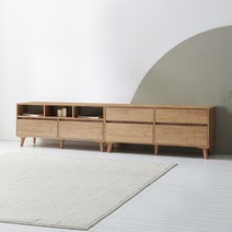 [케이컴퍼니] 이음2단2400거실장세트(1200+1200) 플라스틱다리 / K2400-2S-IN-6C, 아카시아