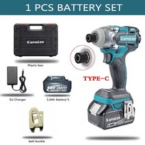 전동 드릴 임팩트렌치 1x5.0ah 배터리 + 도구 상자 kamolee tool dtw285 2 in 1 520n.m 고토크 브러시리스 전기 12 amp 14인치, 우리를, 유형 c 도구 상자 세트