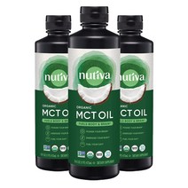 누티바 MCT 오일 언플레이버드 비건, 473ml, 3개