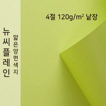 뉴씨플레인 종이문화 얇은 양면색지 120g 4절 낱장 1매 No.07 배추색, 1장
