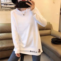 JUST FEEL!NG 레깅스롱티 기모 긴팔 티셔츠 롱슬리브이너티셔츠 면 옷 레이어드 기본티 라운드넥 흰 루즈핏 패션 편안한 츄리닝 이너티