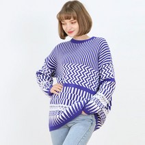 페이퍼먼츠 지그재그 패턴 오버핏 니트 13155