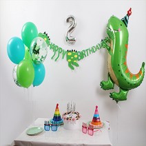 굿벌룬 홈파티세트 공룡생일파티 가랜드 숫자풍선 풍선다발스탠드 다이노 공룡풍선, 1번, 블랙(소)
