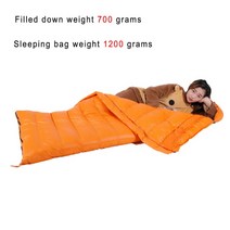 추운 날씨에 적합한 큰 스타일 흰색 구스 다운 부드러운 성인 침낭, 오렌지 1200g