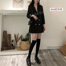 여성 빅사이즈 더블버튼 플리츠 포인트 미니원피스 미니원피스(허벅지위)