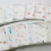 [무루] [내맘대로세트]순면 나염 가제손수건 5장, 종류:라벤더왕관
