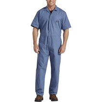 디키스 남성용 반팔 커버올, Large Tall, Medium Blue, 1개