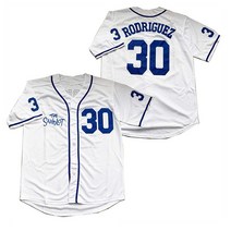 The Sandlot 베니 로드리게즈 남성 스티치 영화 야구 저지 화이트 블루