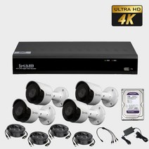 화인츠 자가설치CCTV 800만녹화기 500만카메라 4채널 초고화질 녹화기세트 패키지 실외 실내 마이크내장카메라 ATS-XRT4104-TC 고급20m케이블, 4개 패키지
