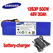 전동킥보드 배터리 2022 업그레이드 된 48v 30000mah 500w 13s3p xt60 18650 bms 및 충전기가있는 전기 자전거 스쿠터 용 30ah 리튬 이온, xt60-sm