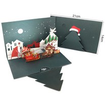 메리 크리스마스 카드 3D 팝업 트리 장식 겨울 선물 레이저 컷 새해 산타 인사말, 23 Christmas scene