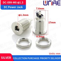 510pcs DC-099 M8 3.5*1.35mm DC 전원 잭 소켓 암 패널 마운트 커넥터 금속 DC099 8mm 35135, dc-099-m8 1.3, 10개