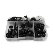 바이큐 튜닝 오토바이 액세서리 페어링 볼트 키트 195pcs, 블랙
